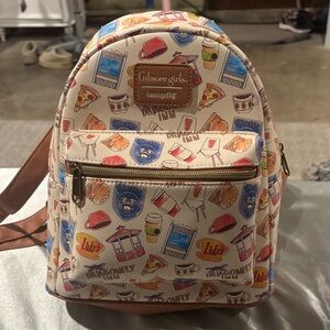 Loungefly Cream Mini Backpack with Multicolor Gilmore Girls Icons